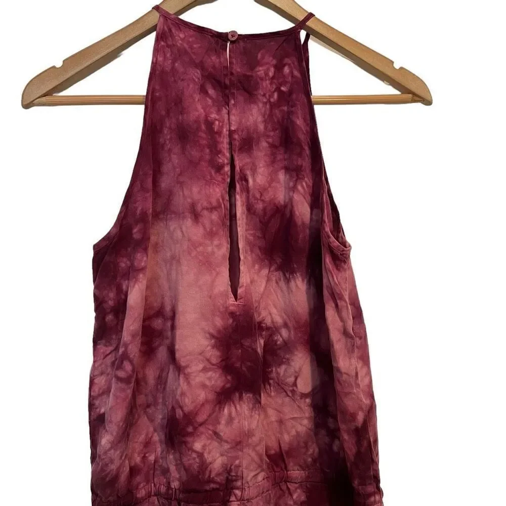 Cloth & Stone Tie Die Halter Top Jumpsuit Pantsuit Romper Burgundy Size S